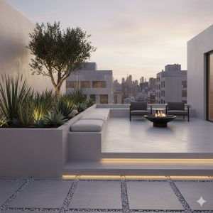 ویژگی‌های شاخص سبک مینیمال در فضای سبز روی بام